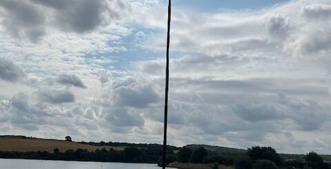 view over lake with antenna